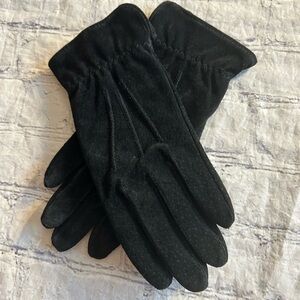 FOWNES BLACK SUEDE WITH ACRYLIC LINING WOMEN’S GLOVES RETRO SIZE MEDIUM